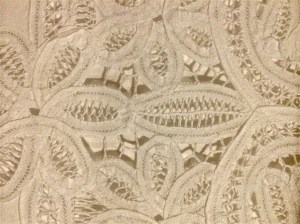 stashing sisters quilts - Battenburg lace close up