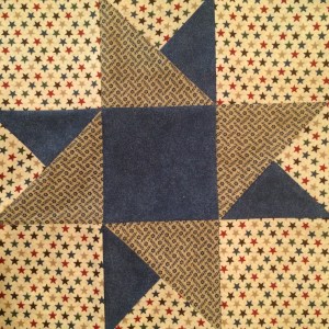 Blue & Beige Double Star Quilt Block