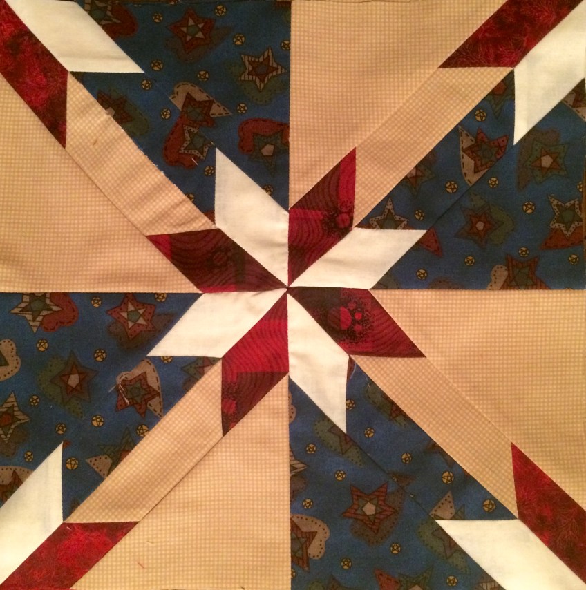 Americana Red & White Star Quilt Block