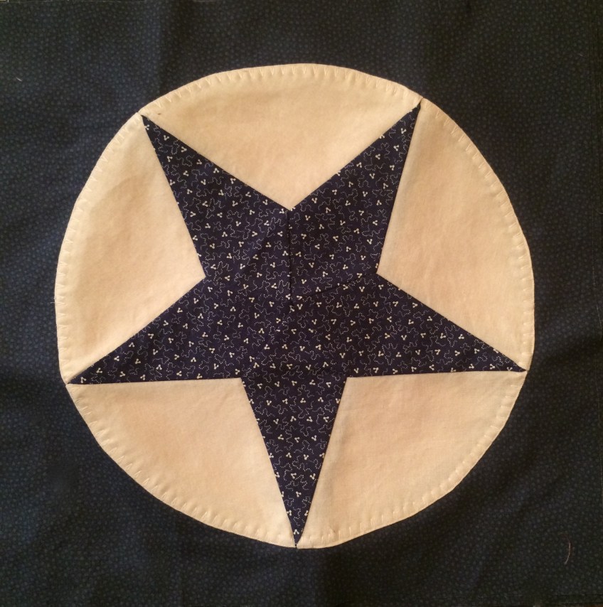 Americana Blue Star Circle Quilt Block