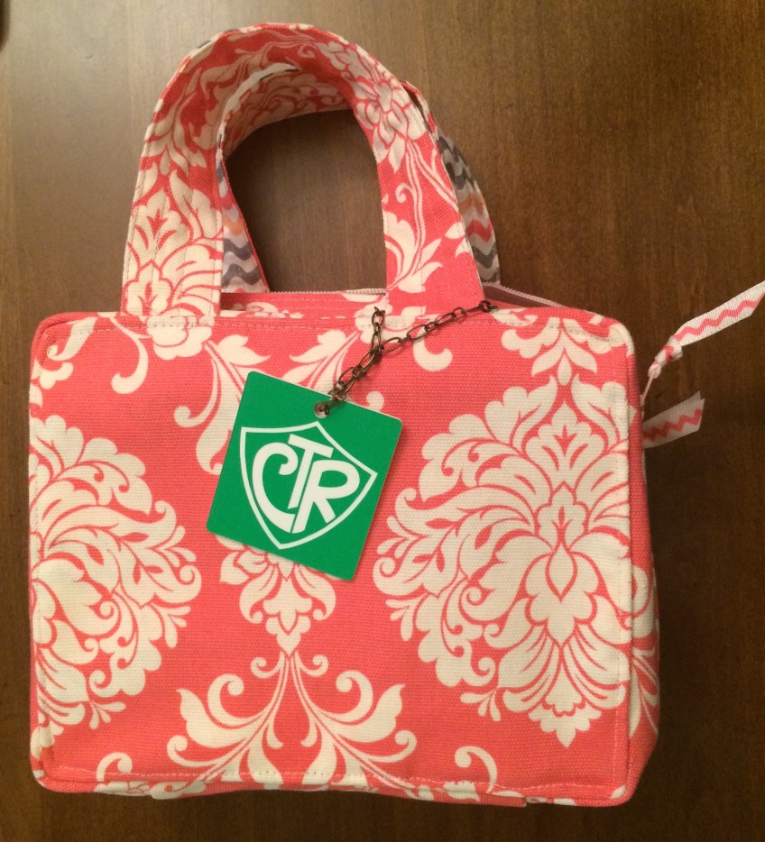 Coral Colored Scripture Tote