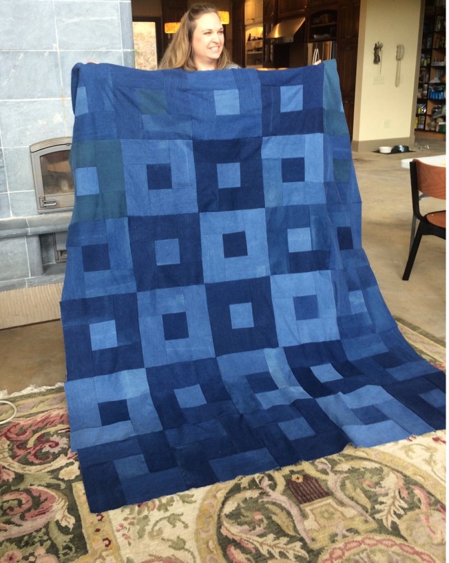 Finished Denim Picnic Quilt