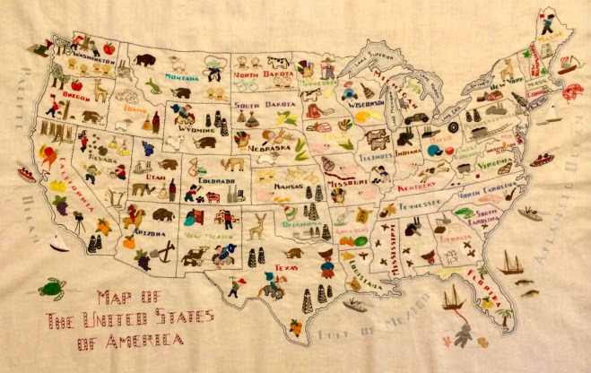 Embroidered U.S. Map by Stashing Sister Kay