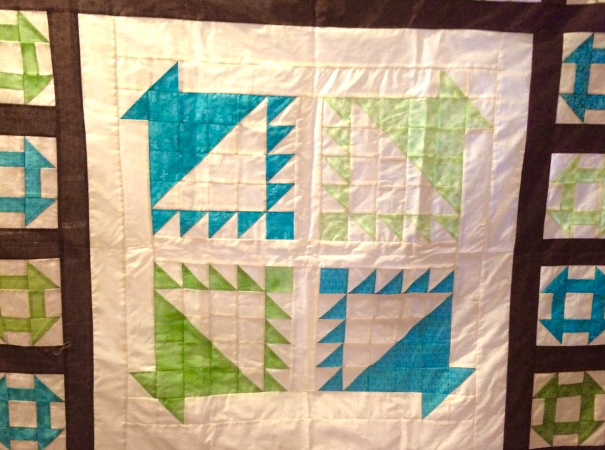 Churn Dash & Basket Quilt Close Up