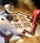 Stashers Working on Layout of BearPaw/Log Cabin&nbsp;Quilt