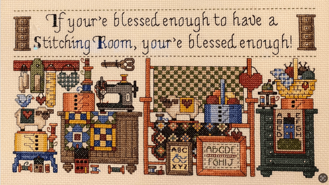 Sewing Room cross stitch by Stashing Sister Bobette